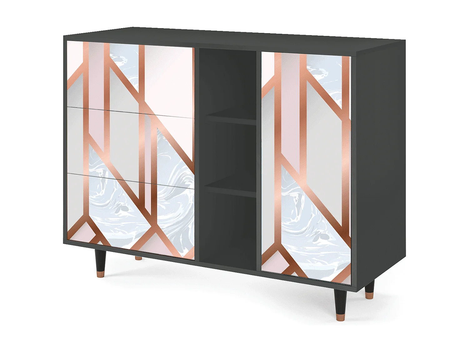 Credenza - 125x98x48 cm - BS2 - Champagne Story, Antracite