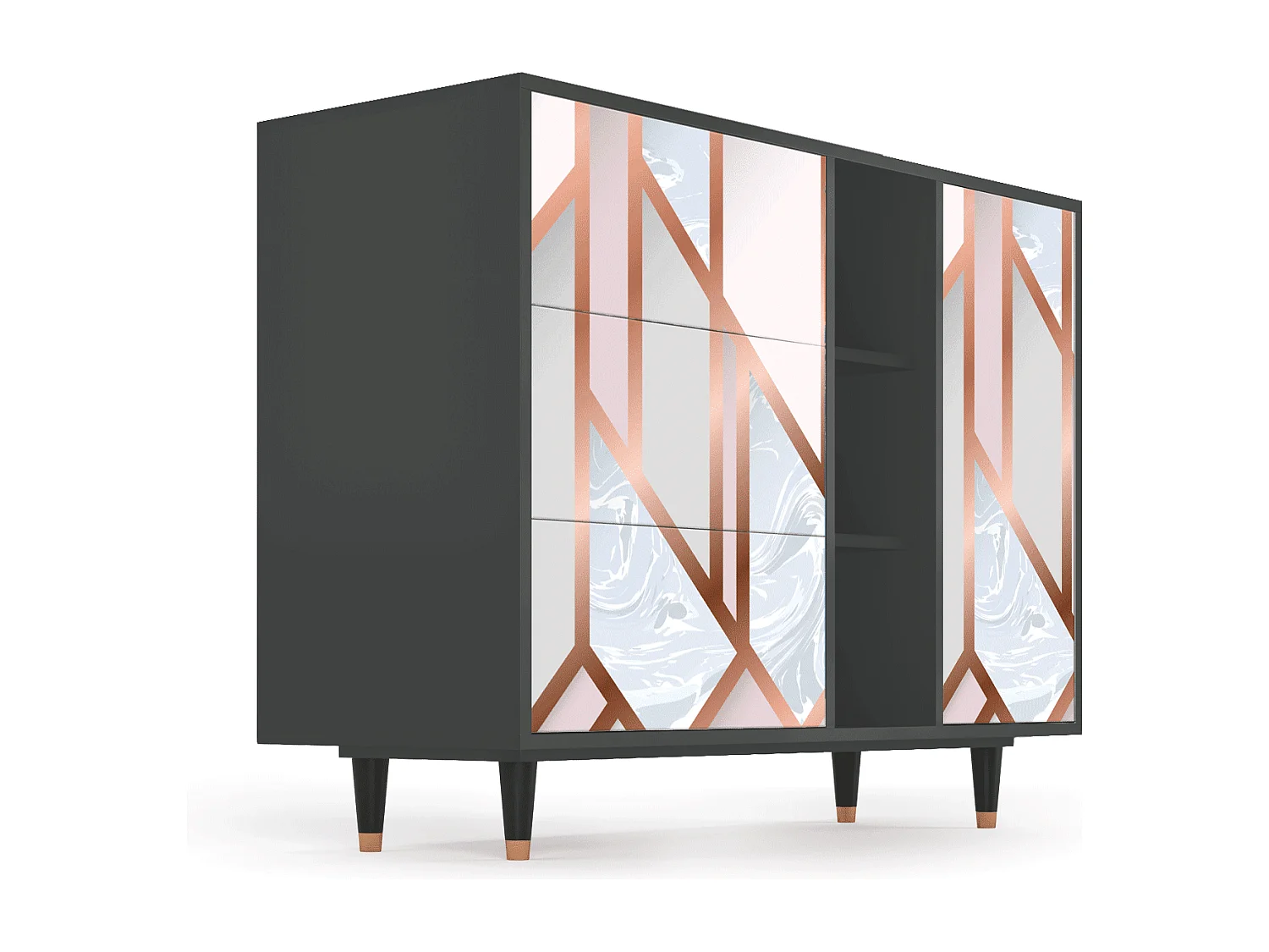Credenza - 125x98x48 cm - BS2 - Champagne Story, Antracite