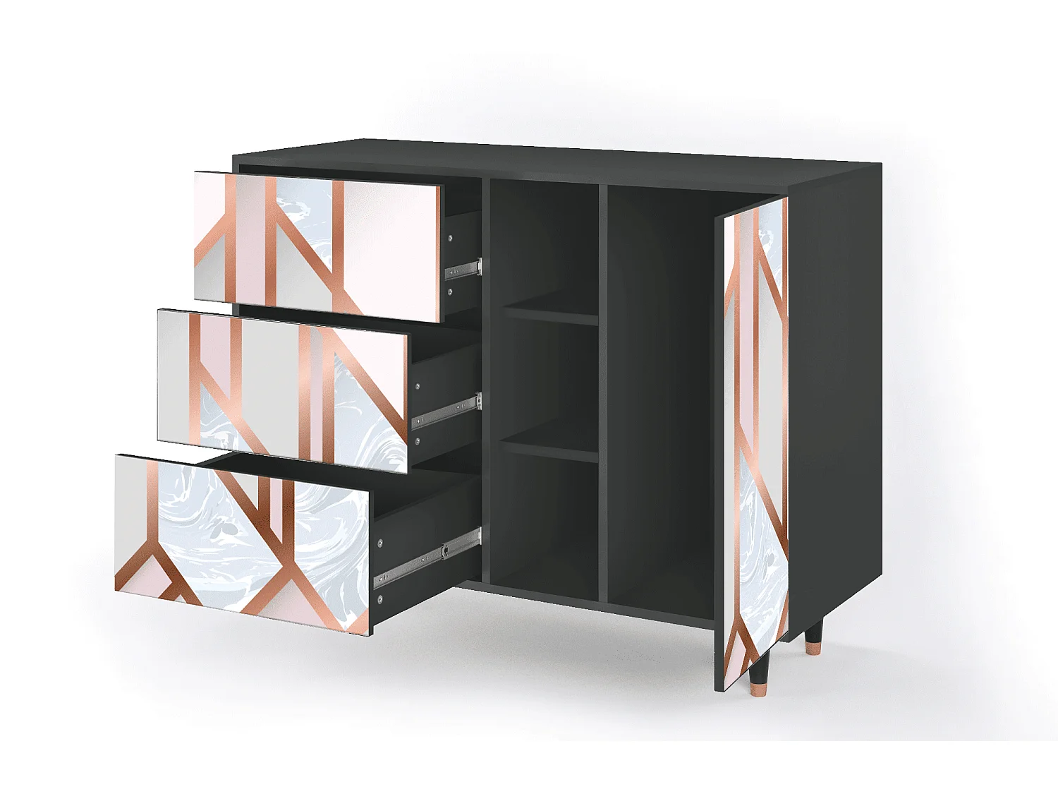 Credenza - 125x98x48 cm - BS2 - Champagne Story, Antracite
