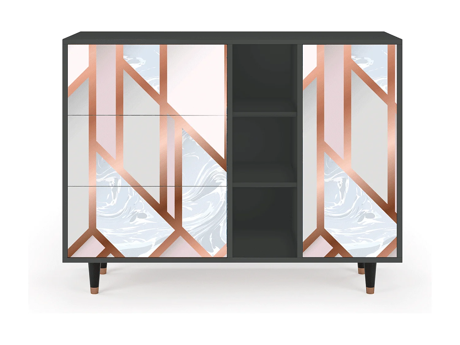 Kredens - 125x98x48 cm - BS2 - Champagne Story, Antracyt