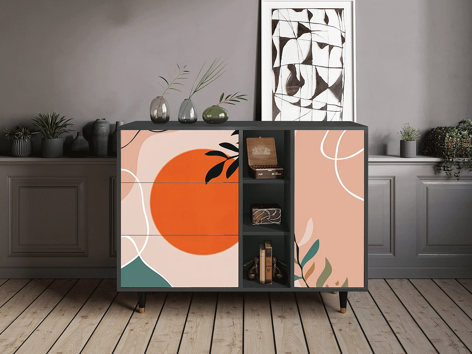 Sideboard - 125x98x48 cm - BS2 - Artwork, Anthrazit