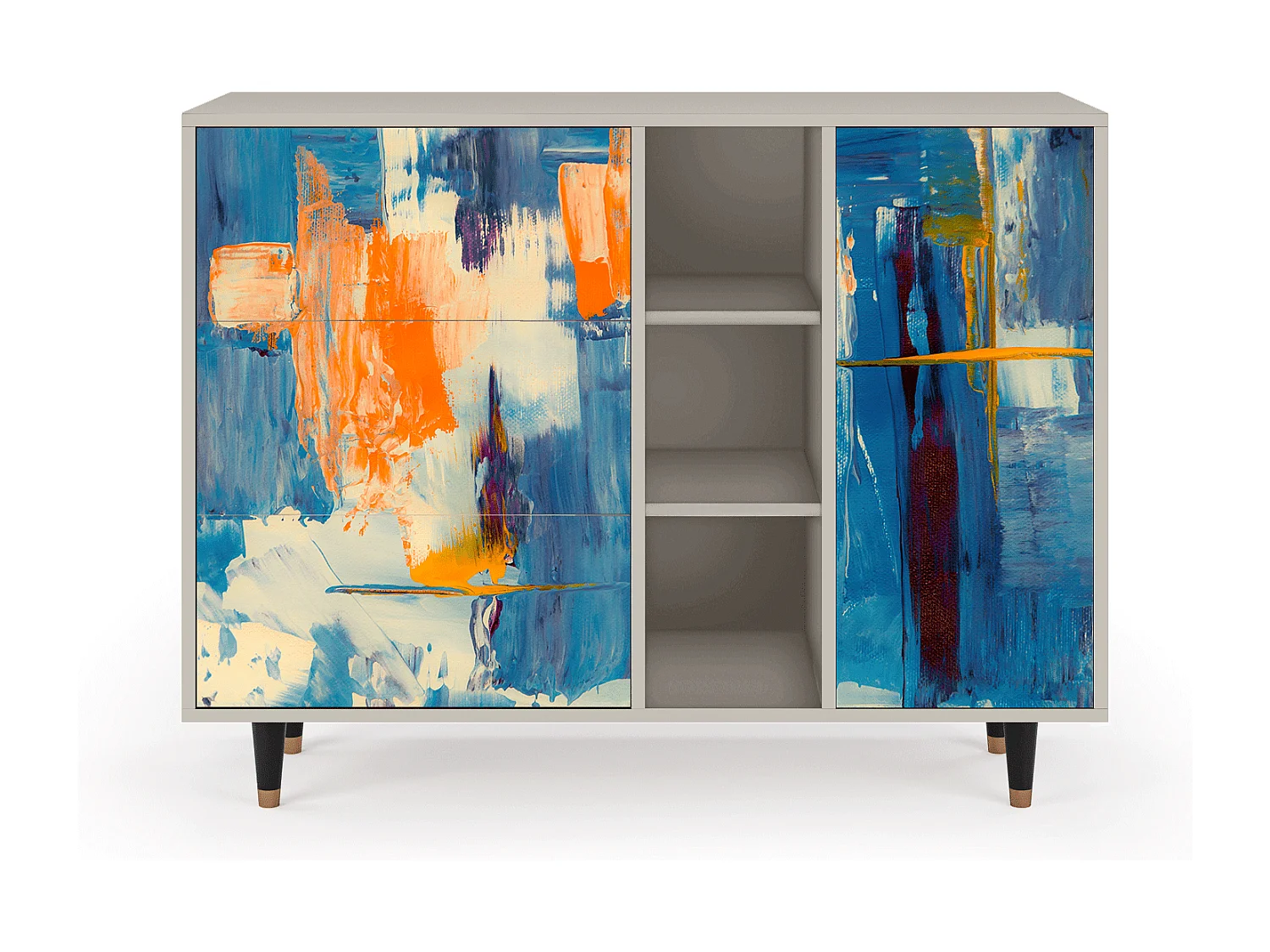 Kredens - 125x98x48 cm - BS2 - Abstract Expressionism, Piaskowy