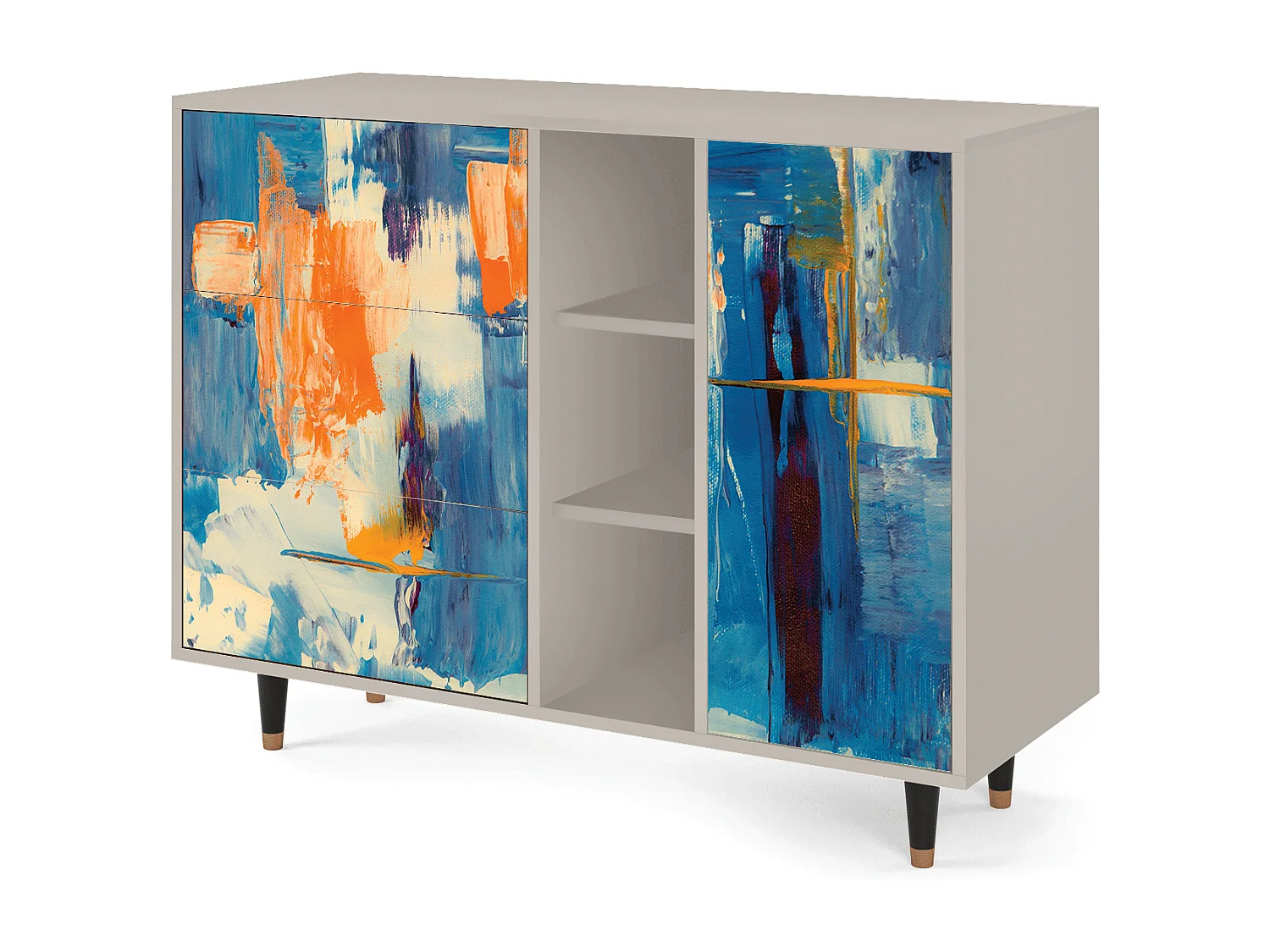 Kredens - 125x98x48 cm - BS2 - Abstract Expressionism, Piaskowy