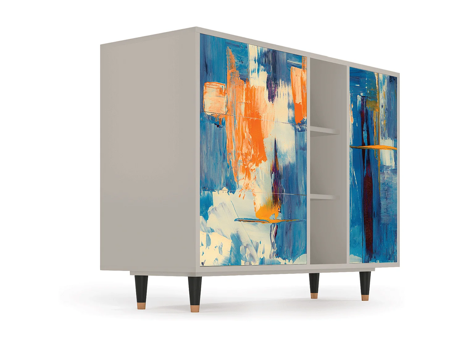 Kredens - 125x98x48 cm - BS2 - Abstract Expressionism, Piaskowy