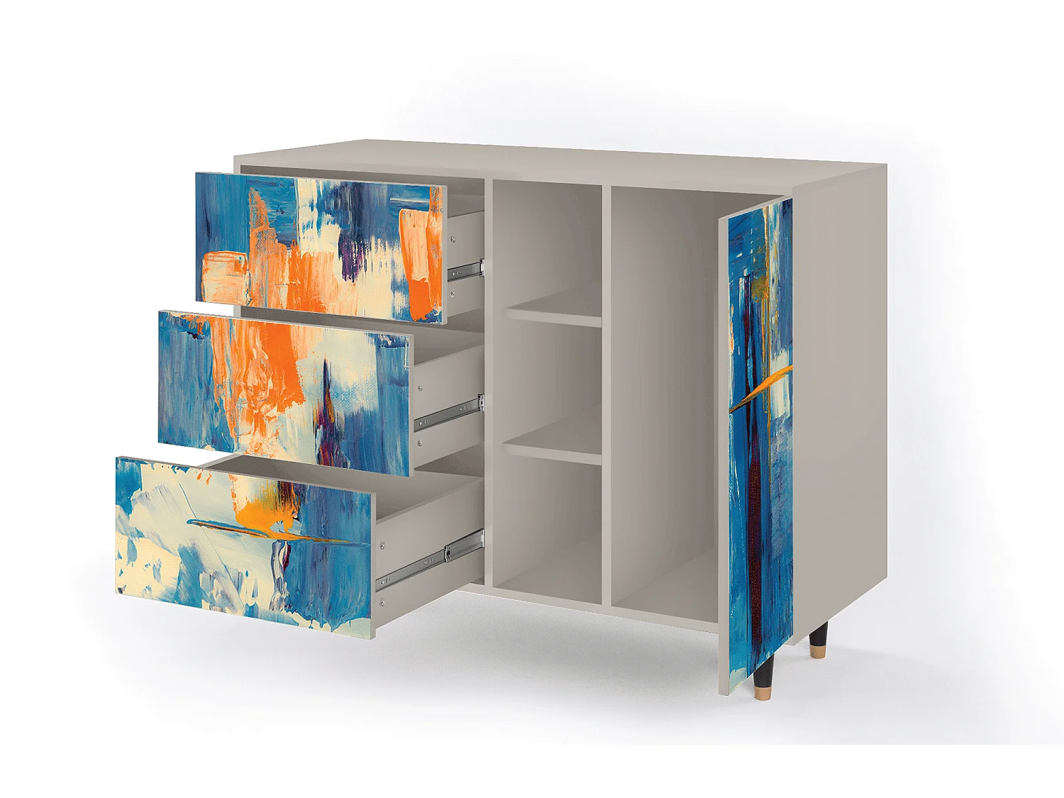 Kredens - 125x98x48 cm - BS2 - Abstract Expressionism, Piaskowy