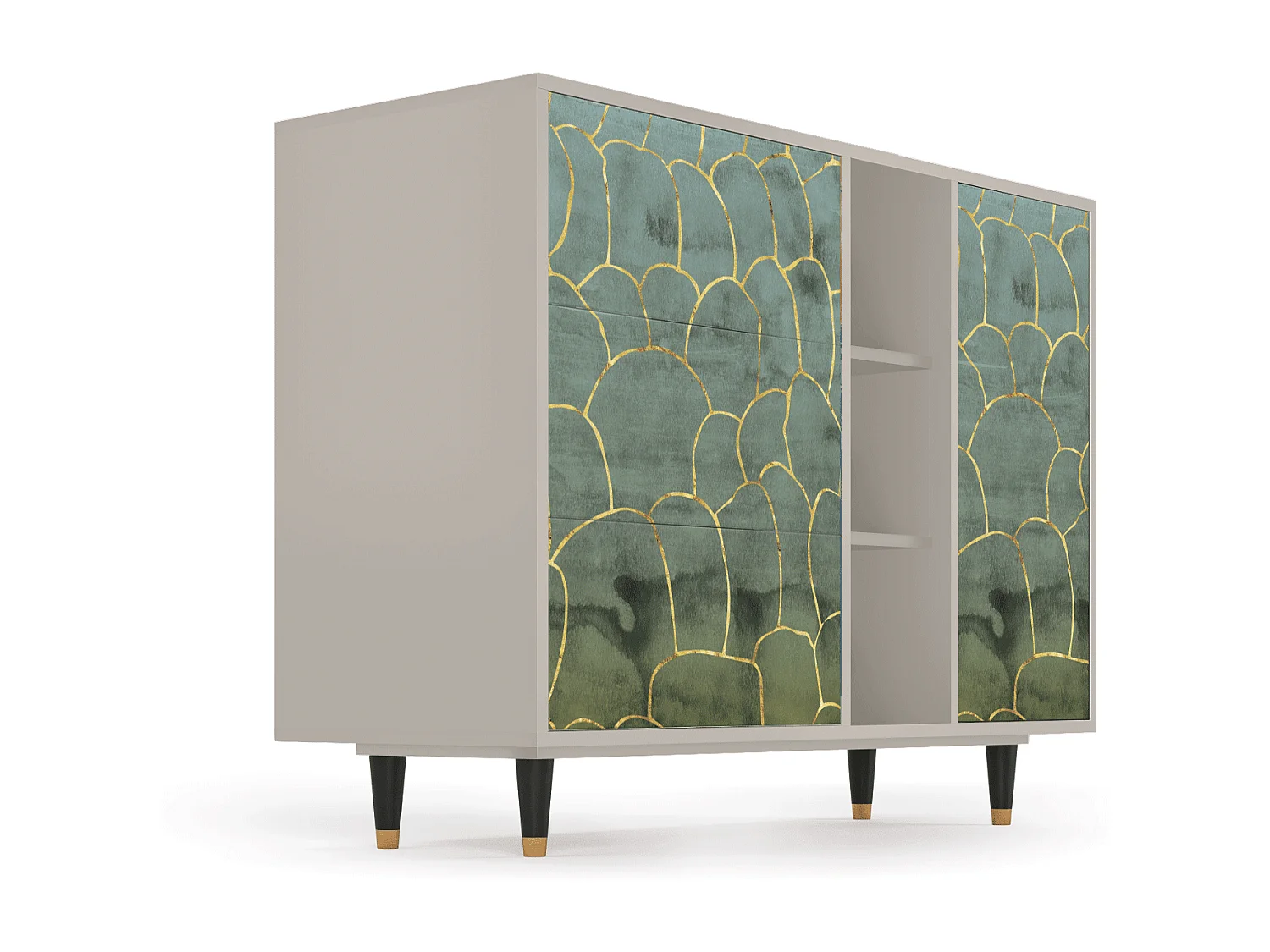 Kredens - 125x98x48 cm - BS2 - Magnificent Water Lily, Piaskowy