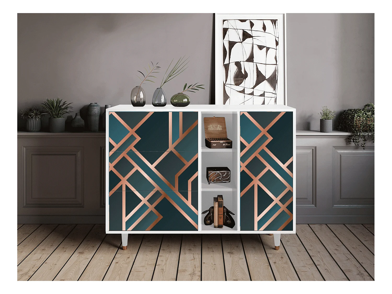 Dressoir - 125x98x48 cm - BS2 - Bronze Crossroad, Wit