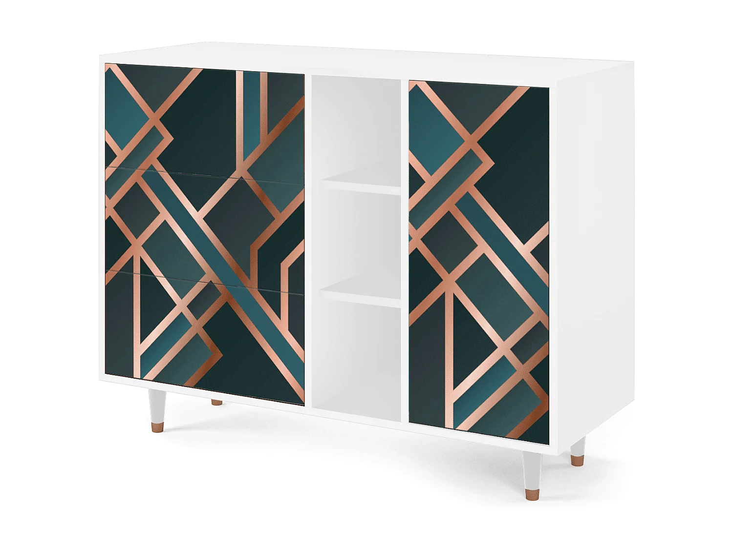 Buffet - 125x98x48 cm - BS2 - Bronze Crossroad, Blanc