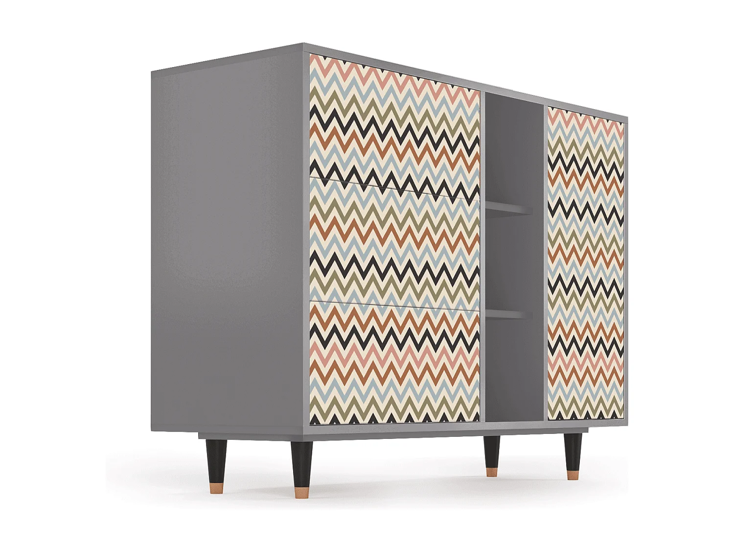 Dressoir - 125x98x48 cm - BS2 - Bright Ripple, Grijs