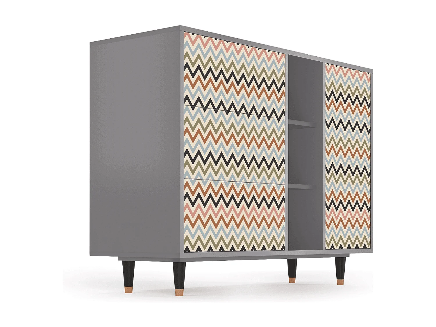 Kredens - 125x98x48 cm - BS2 - Bright Ripple, Szary