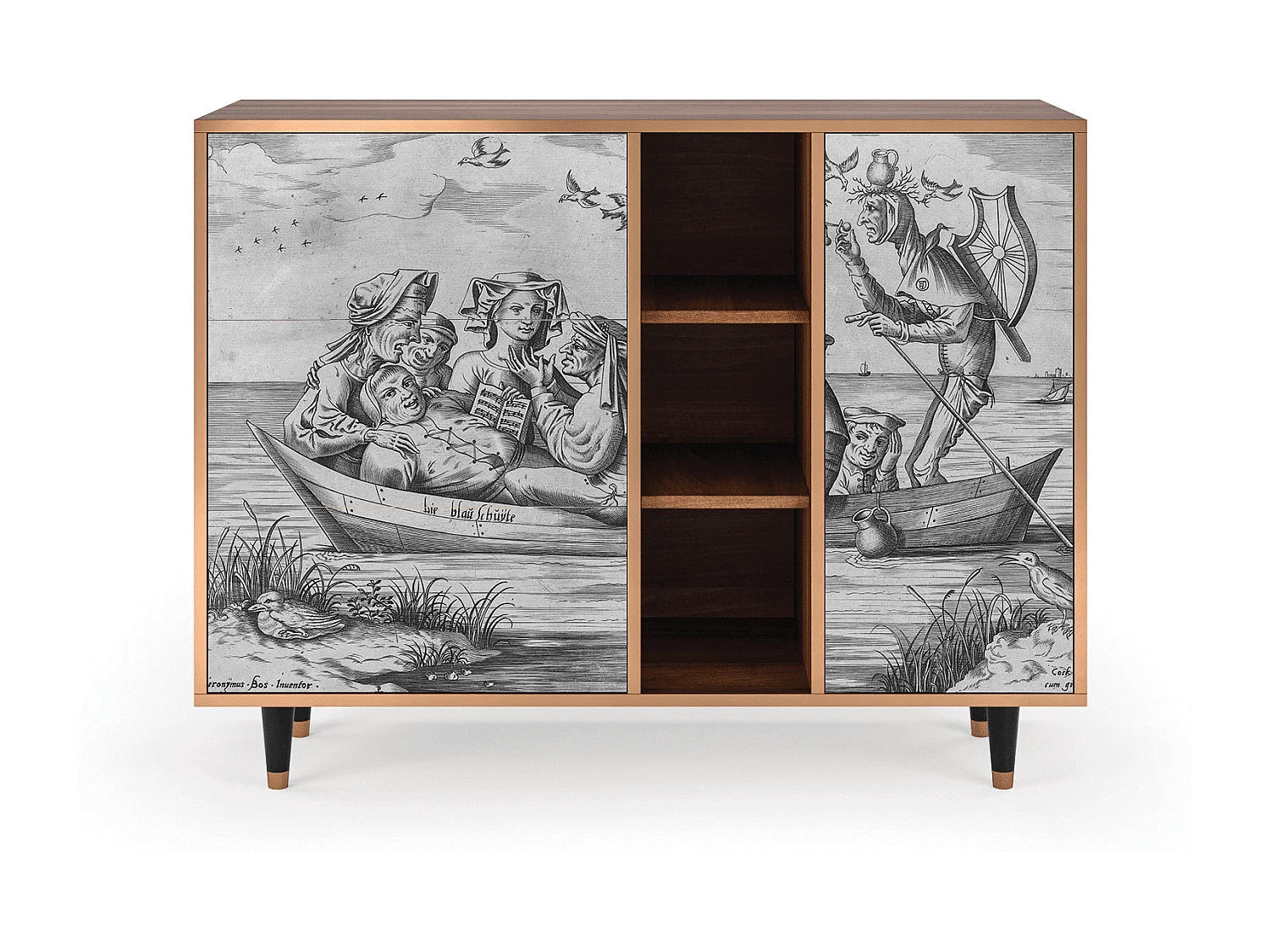 Buffet - 125x98x48 cm - BS2 - Blau Schuyte, Noyer