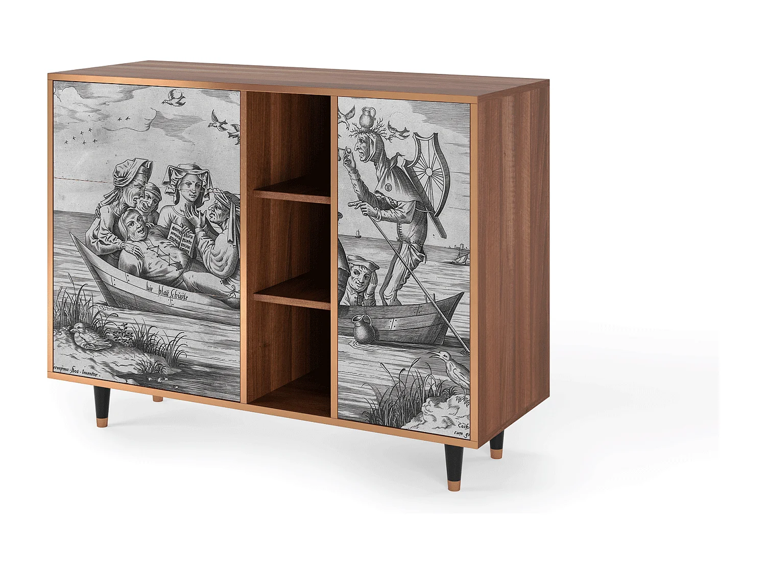 Buffet - 125x98x48 cm - BS2 - Blau Schuyte, Noyer