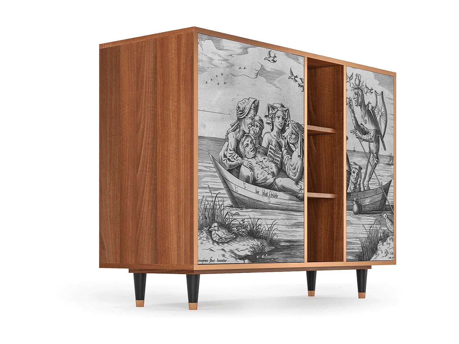 Buffet - 125x98x48 cm - BS2 - Blau Schuyte, Noyer