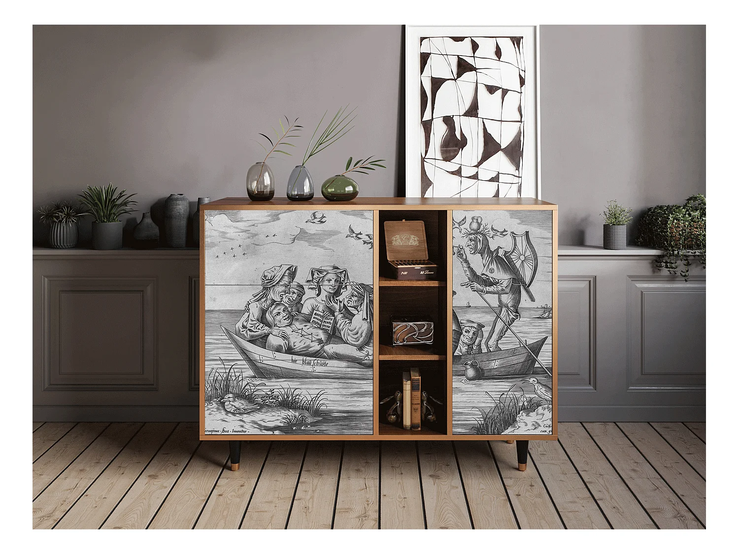 Dressoir - 125x98x48 cm - BS2 - Blau Schuyte, Walnoot