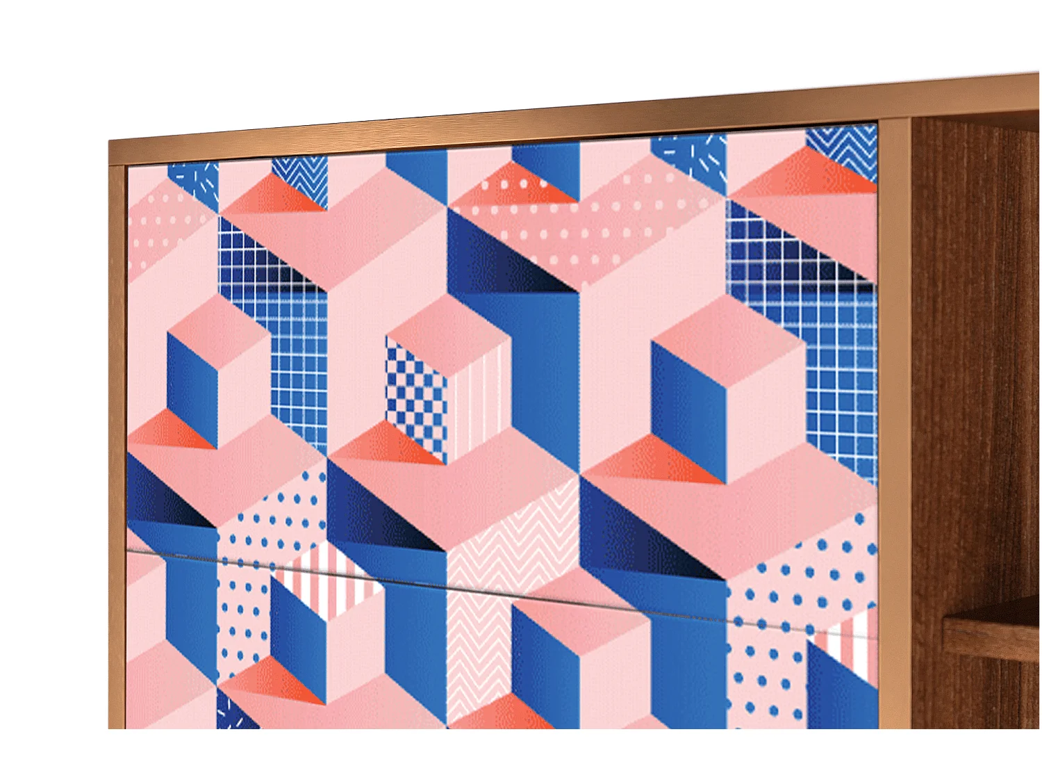 Buffet - 125x98x48 cm - BS2 - Pinky Squares, Noyer