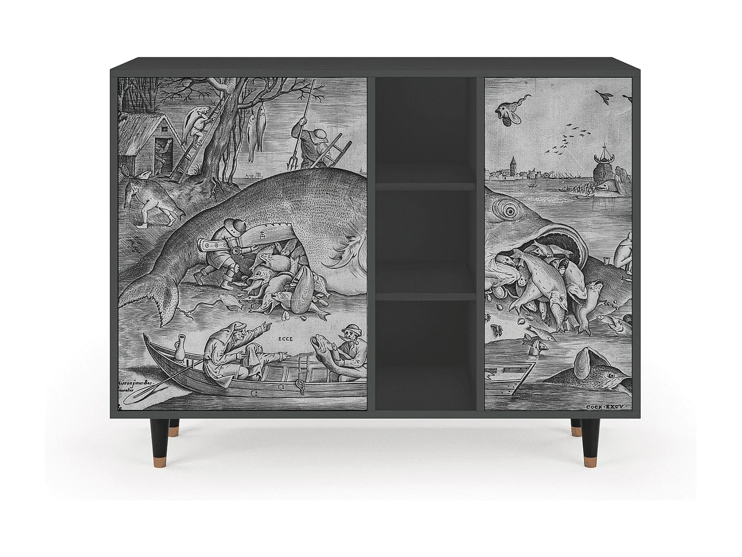 Kredens - 125x98x48 cm - BS2 - Big Fish Eat Little, Antracyt