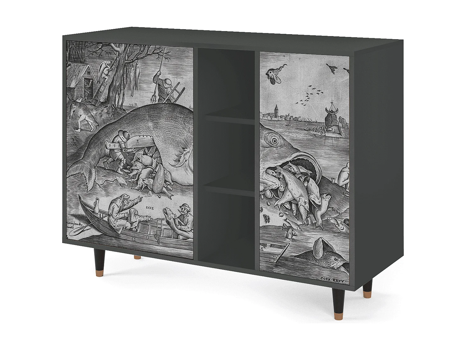 Kredens - 125x98x48 cm - BS2 - Big Fish Eat Little, Antracyt