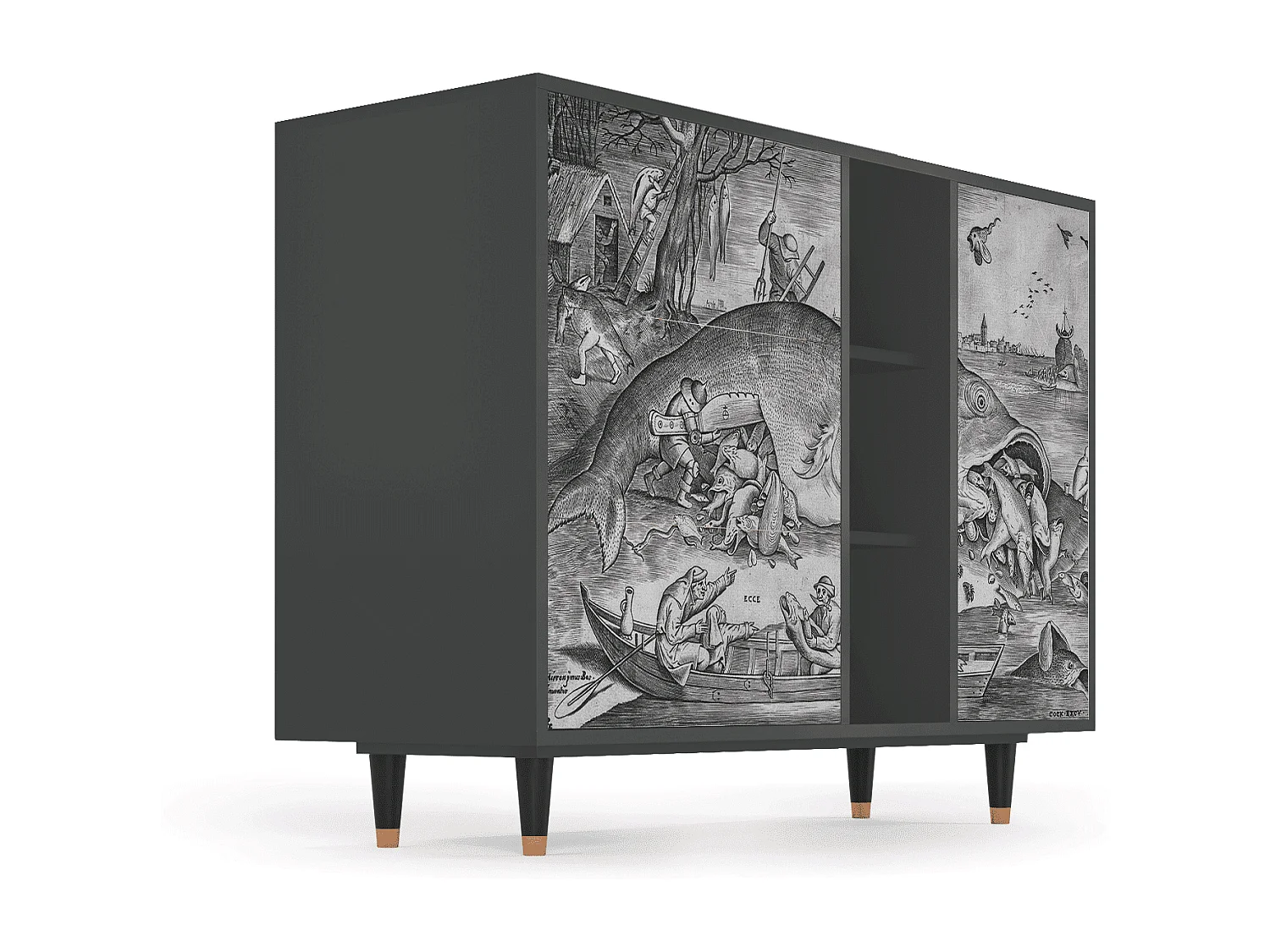 Kredens - 125x98x48 cm - BS2 - Big Fish Eat Little, Antracyt