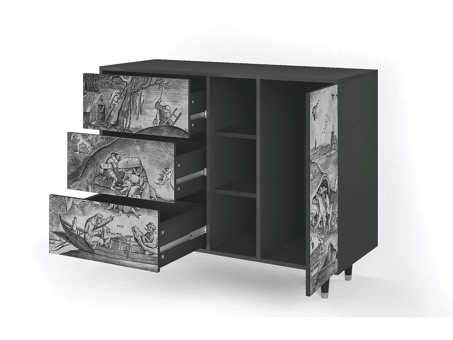 Aparador - 125x98x48 cm - BS2 - Big Fish Eat Little, Antracita
