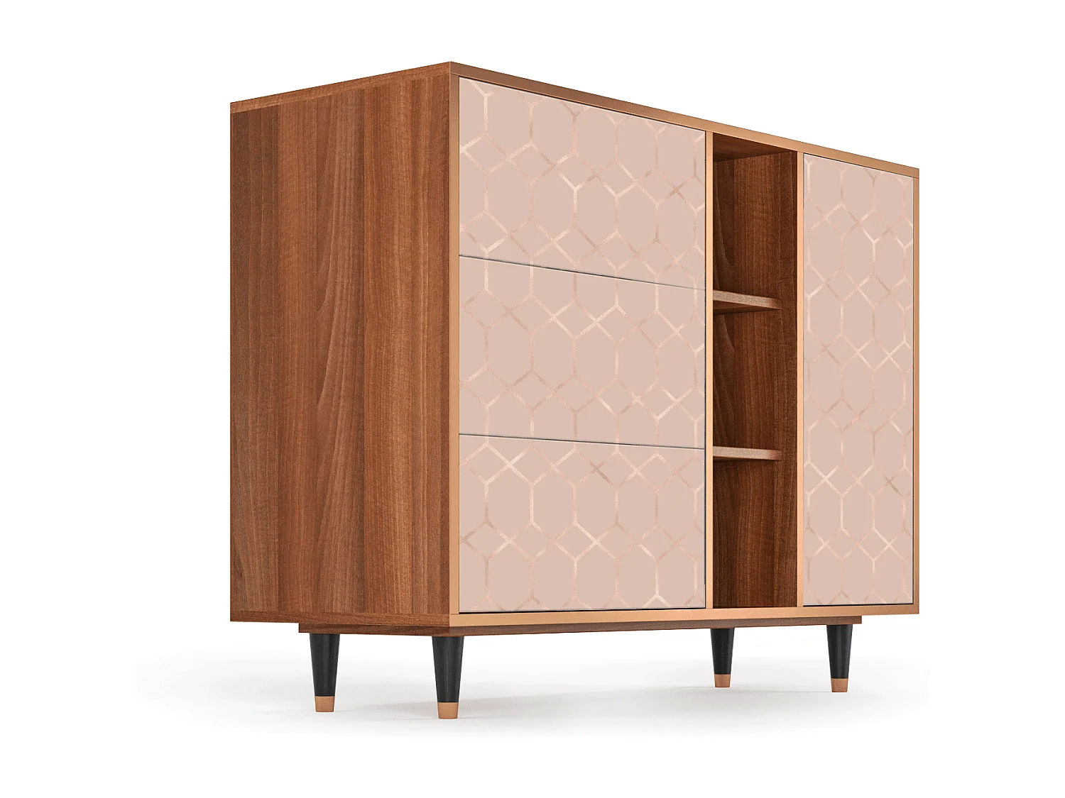 Buffet - 125x98x48 cm - BS2 - Rose Honeycomb, Noyer