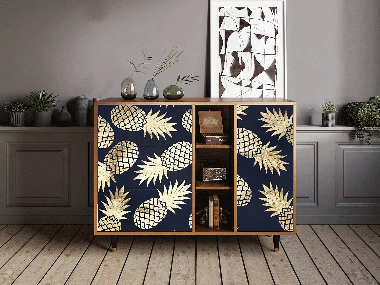 Kredens - 125x98x48 cm - BS2 - Sunny Pineaple, Orzech