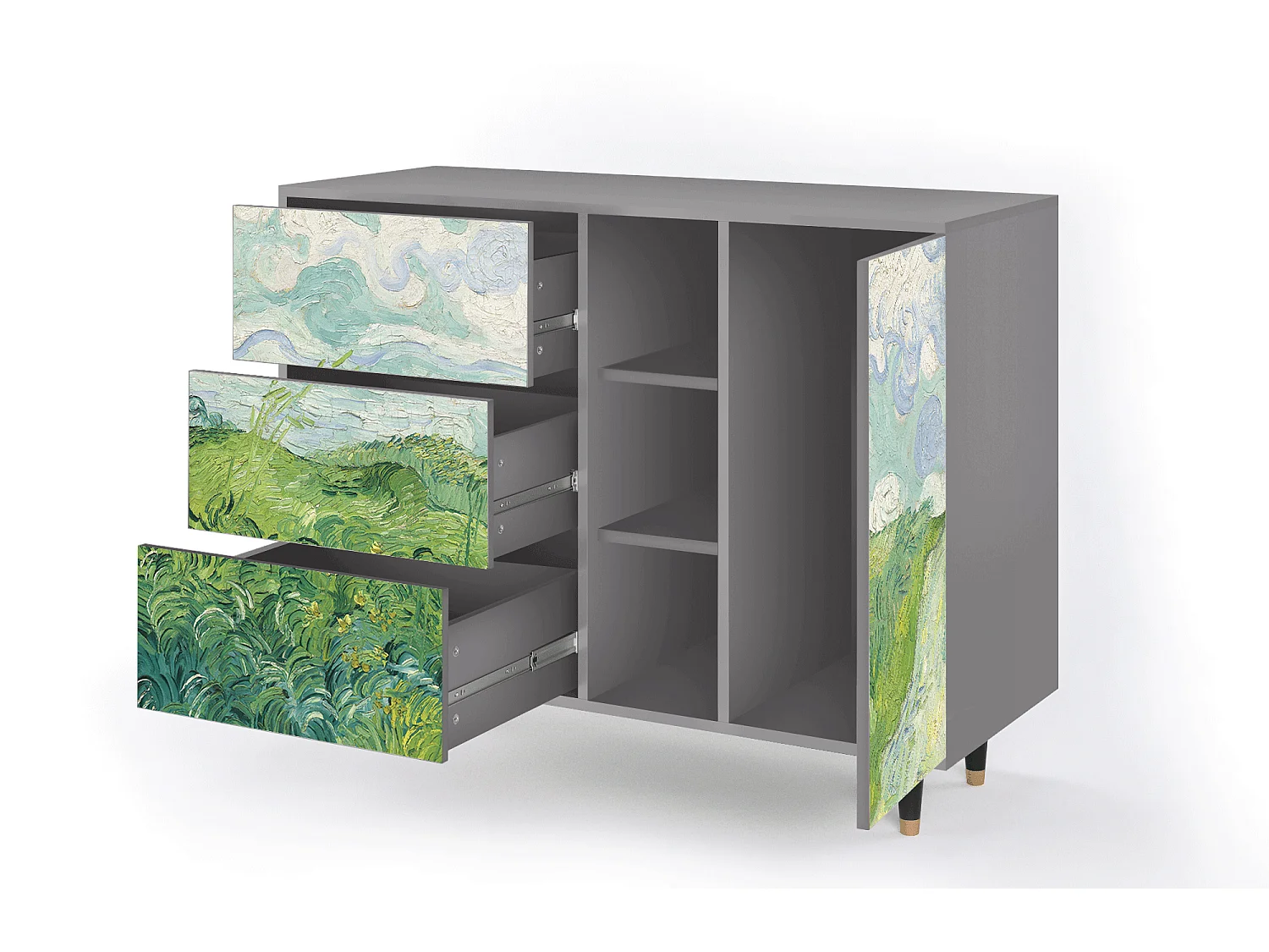 Aparador - 125x98x48 cm - BS2 - Green Wheat Fields, Gris