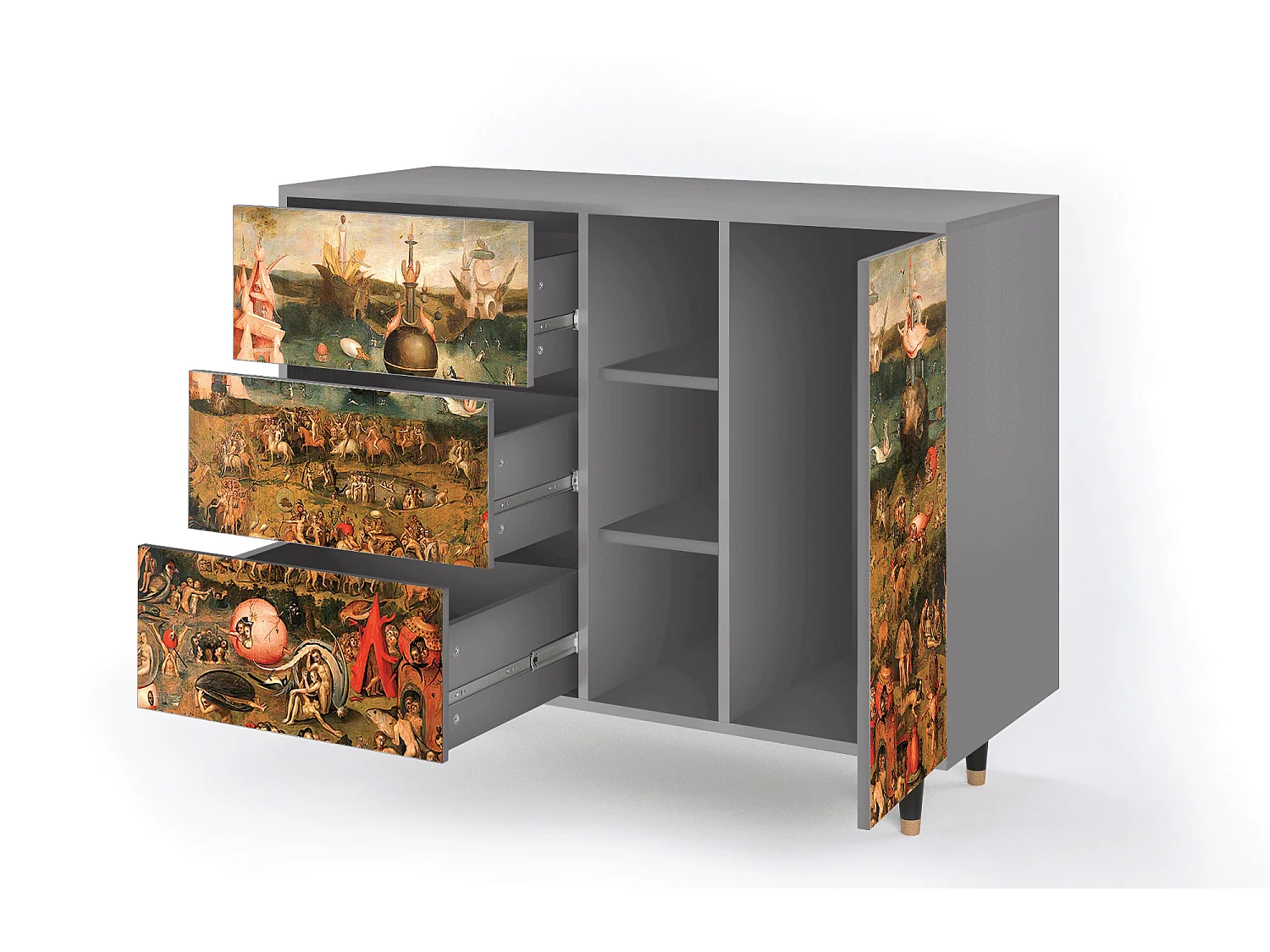 Kredens - 125x98x48 cm - BS2 - Garden of Delights , Szary