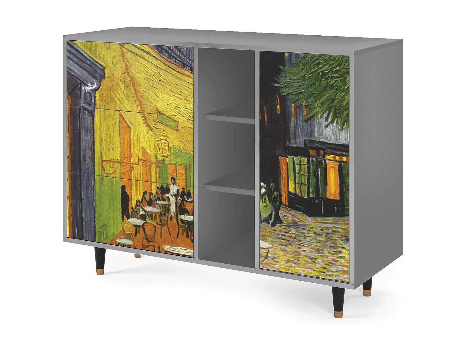 Kredens - 125x98x48 cm - BS2 - Café Terrace at Night, Szary