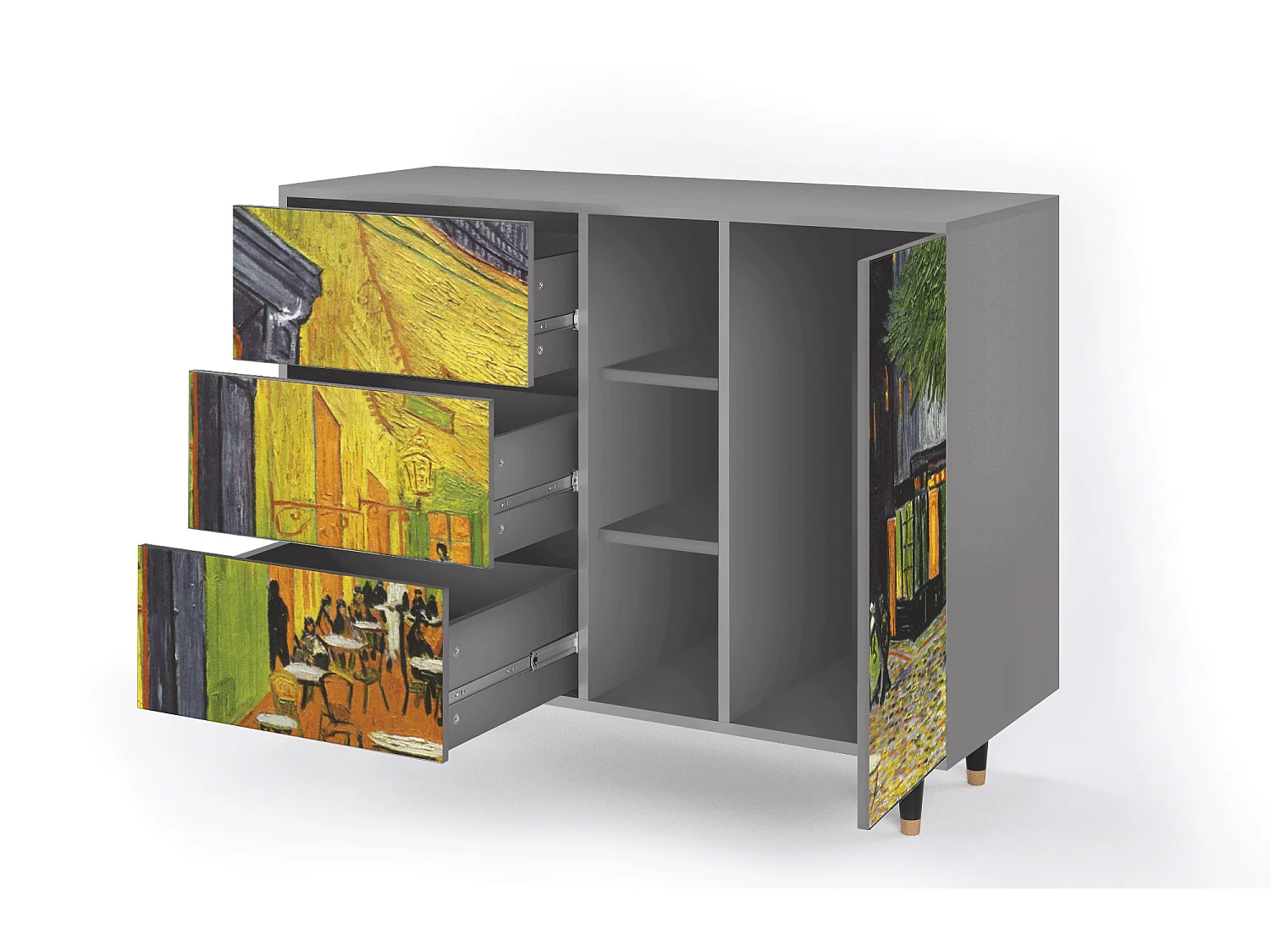 Buffet - 125x98x48 cm - BS2 - Café Terrace at Night, Gris