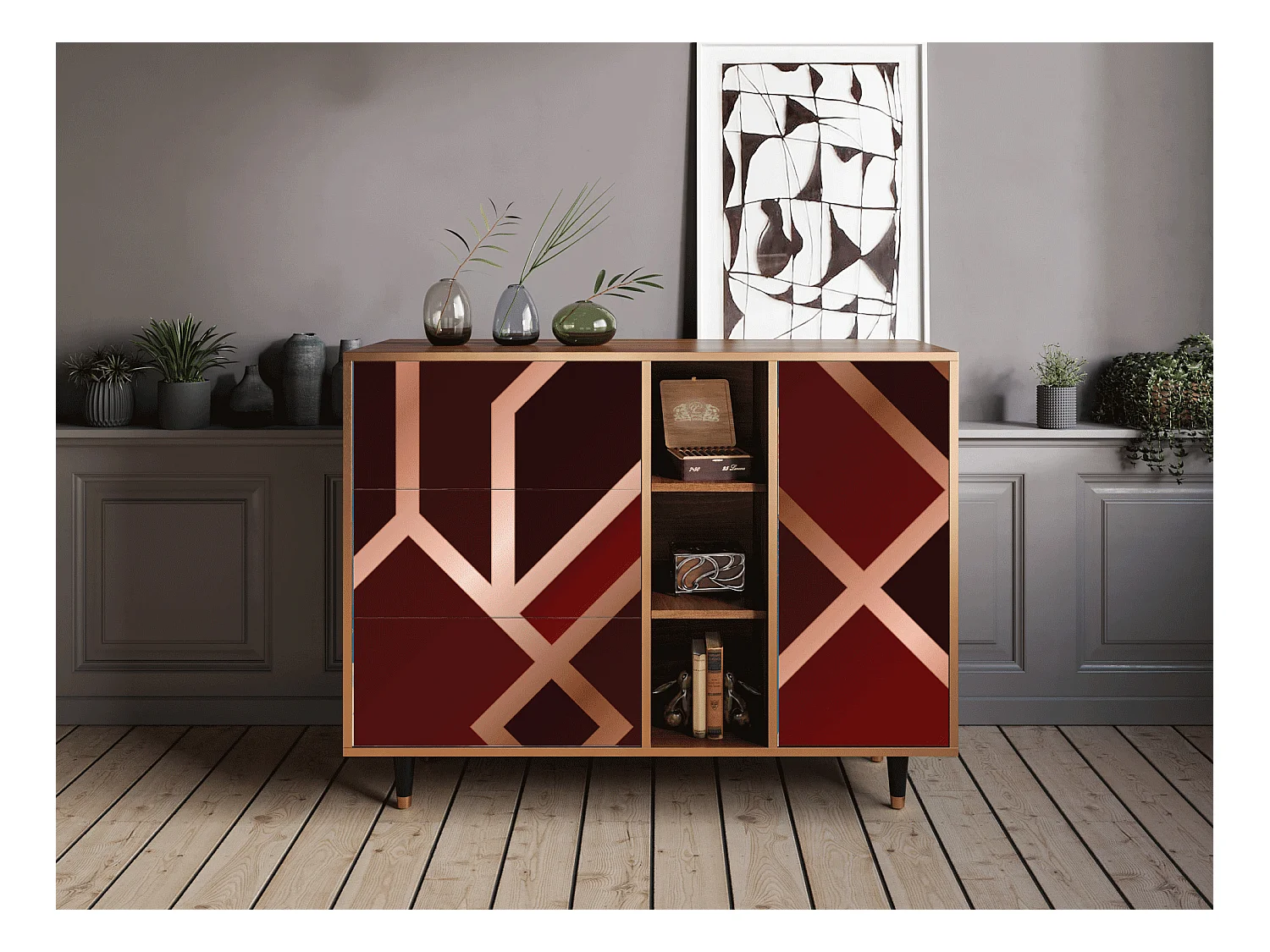 Buffet - 125x98x48 cm - BS2 - Velvet 1920's, Noyer