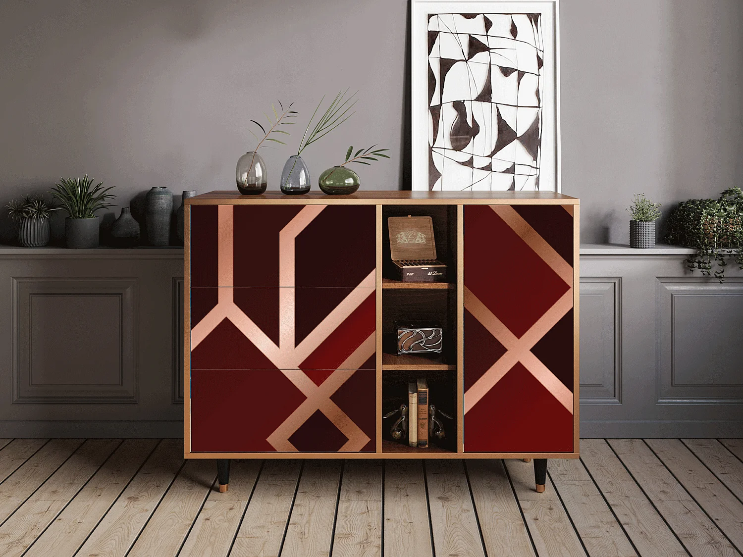 Dressoir - 125x98x48 cm - BS2 - Velvet 1920's, Walnoot