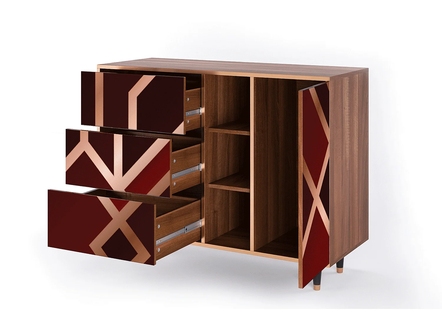 Dressoir - 125x98x48 cm - BS2 - Velvet 1920's, Walnoot