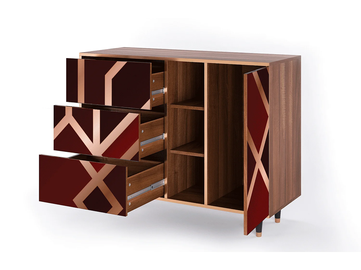 Buffet - 125x98x48 cm - BS2 - Velvet 1920's, Noyer