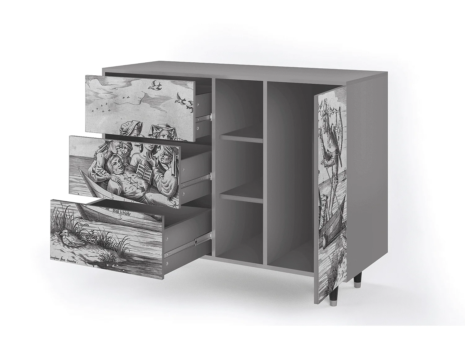 Buffet - 125x98x48 cm - BS2 - Blau Schuyte, Gris