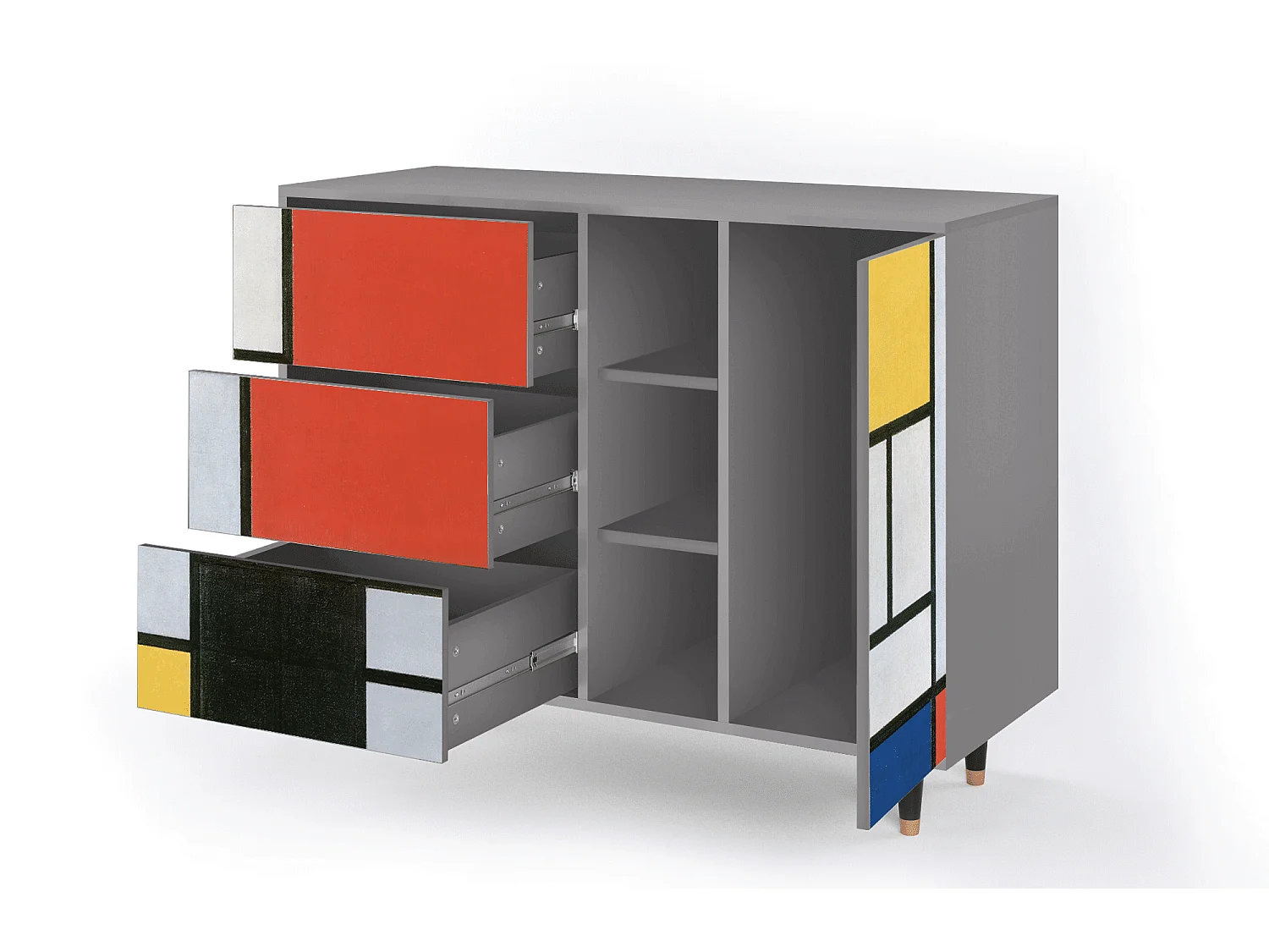 Kredens - 125x98x48 cm - BS2 - Composition, Szary