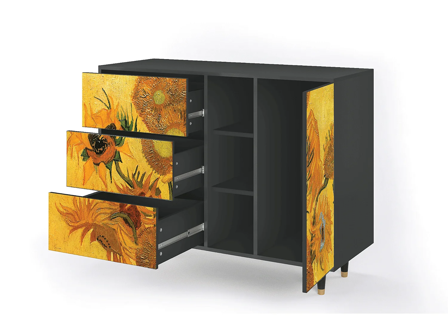 Aparador - 125x98x48 cm - BS2 - Sunflowers, Antracite