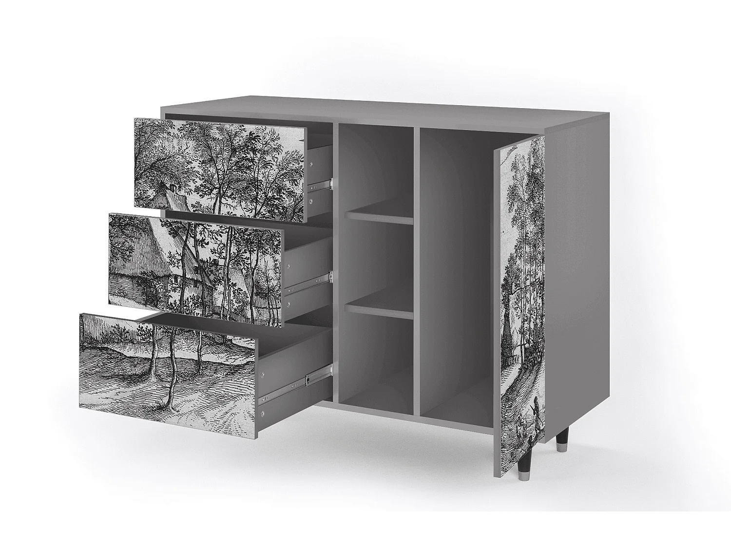 Dressoir - 125x98x48 cm - BS2 - Village Road, Grijs