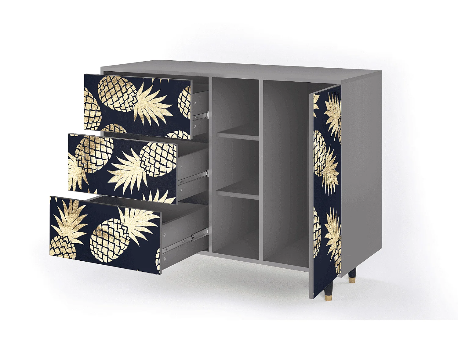 Sideboard - 125x98x48 cm - BS2 - Sunny Pineaple, Grau