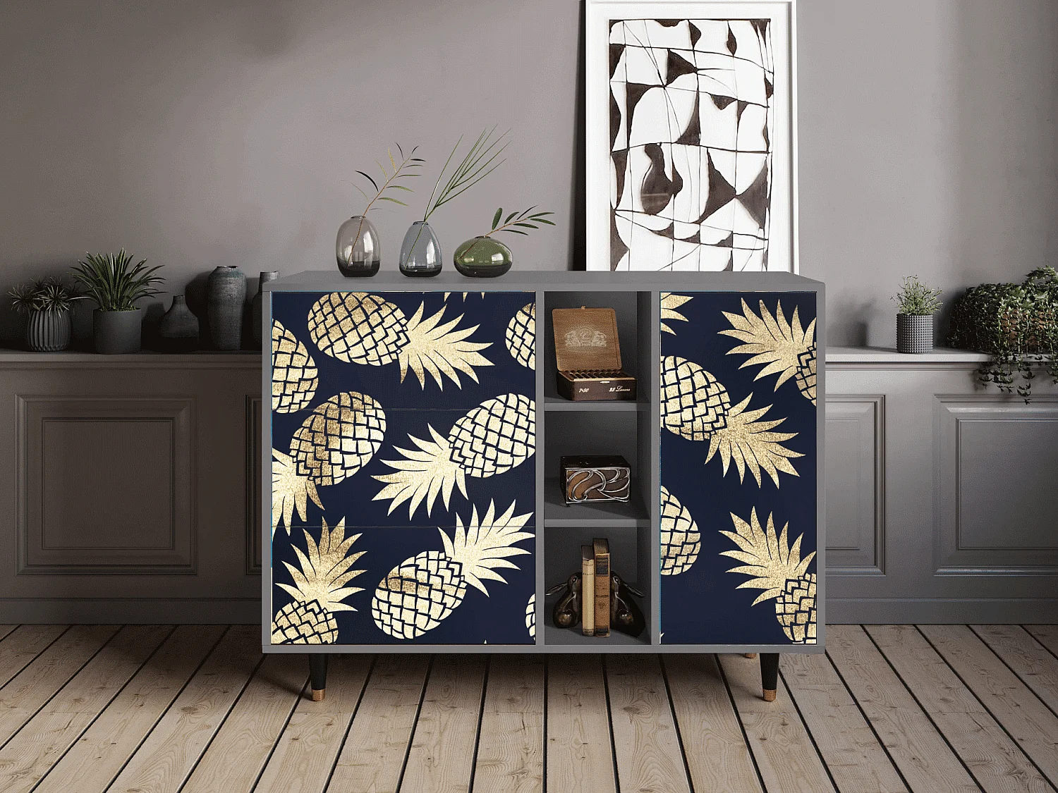 Credenza - 125x98x48 cm - BS2 - Sunny Pineaple, Grigio