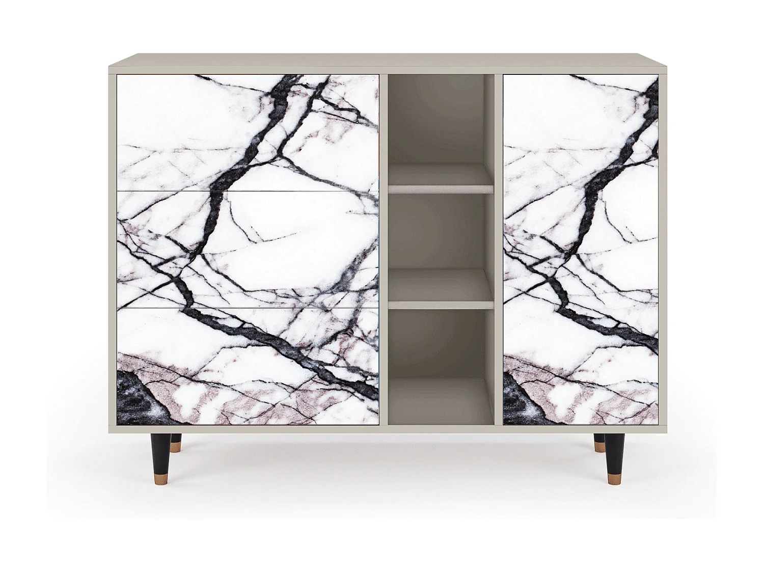 Kredens - 125x98x48 cm - BS2 - Raven Marble, Piaskowy