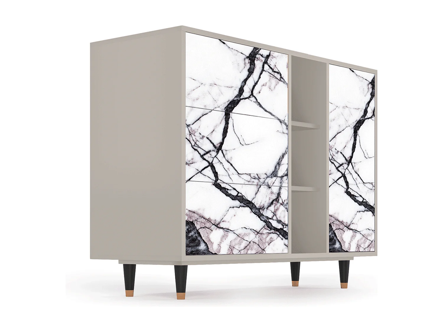 Kredens - 125x98x48 cm - BS2 - Raven Marble, Piaskowy