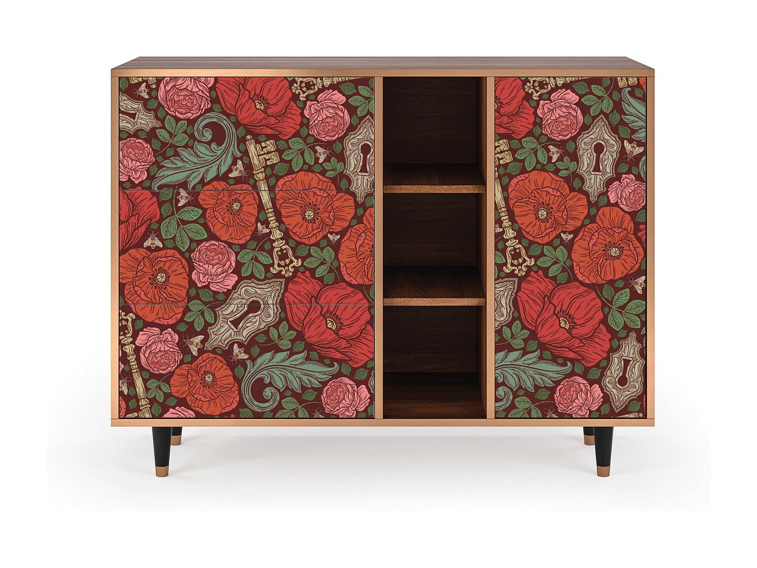 Sideboard - 125x98x48 cm - BS2 - Poppy Garden, Walnuss