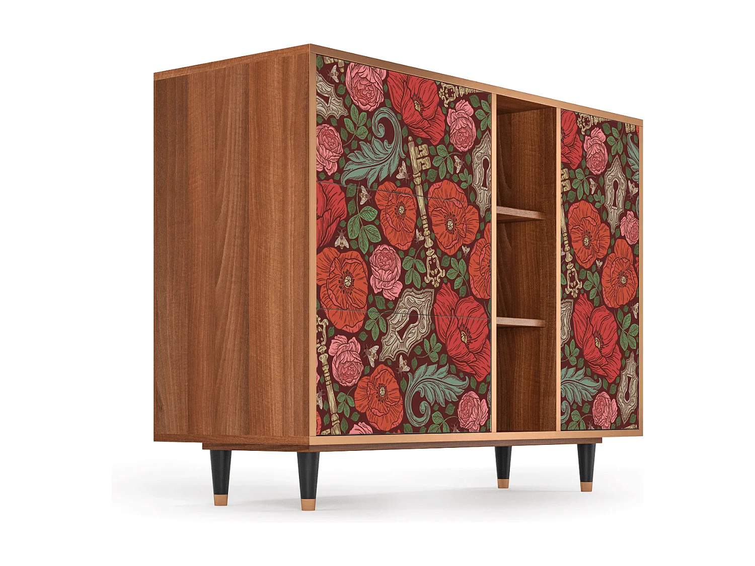 Sideboard - 125x98x48 cm - BS2 - Poppy Garden, Walnuss