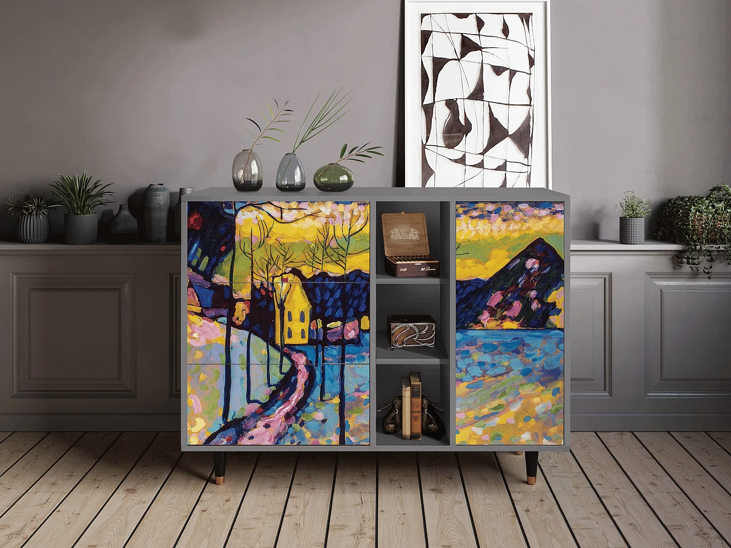 Buffet - 125x98x48 cm - BS2 - Winter Landscape, Gris