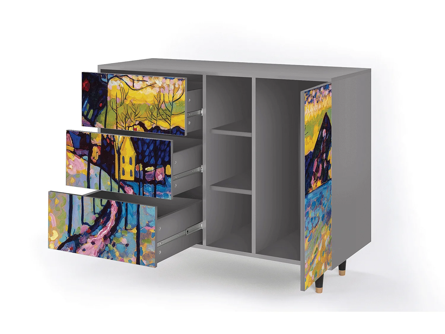Buffet - 125x98x48 cm - BS2 - Winter Landscape, Gris