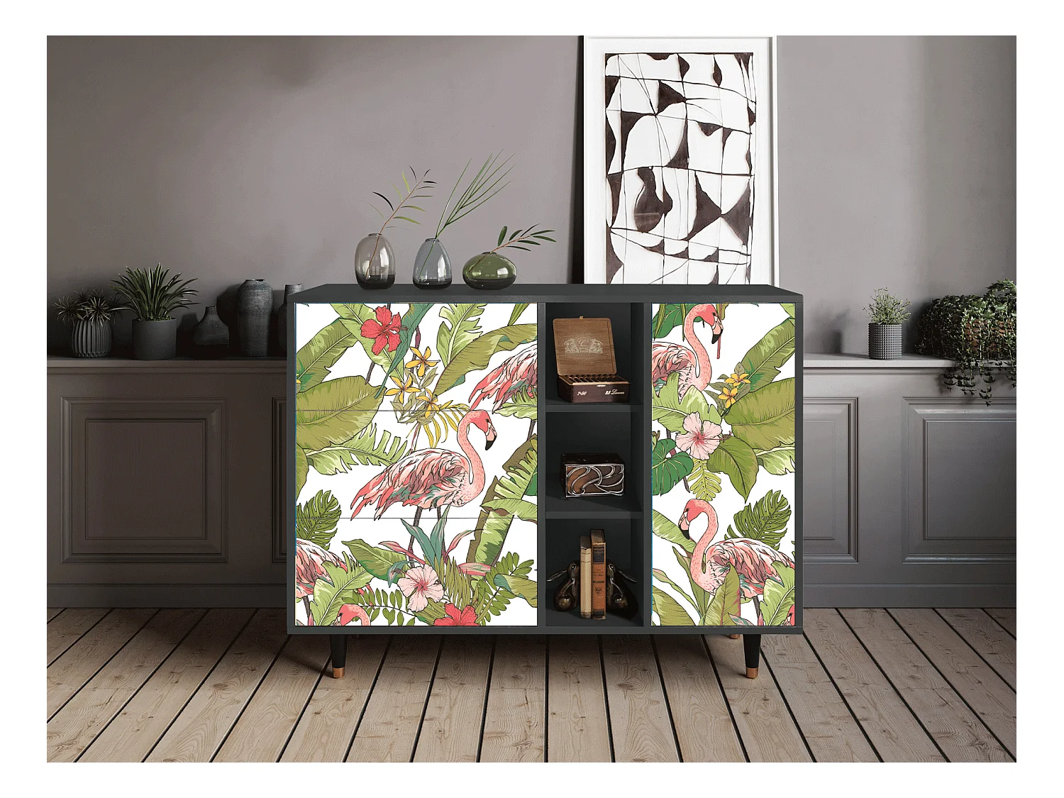 Dressoir - 125x98x48 cm - BS2 - Sweet Flamingo, Antraciet
