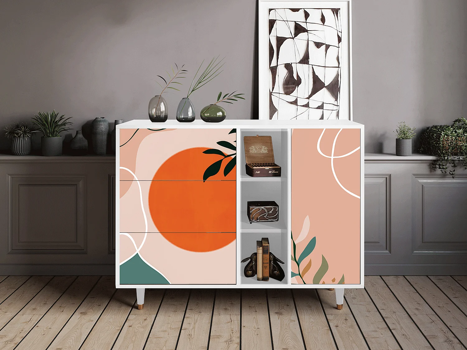 Sideboard - 125x98x48 cm - BS2 - Artwork, Weiß