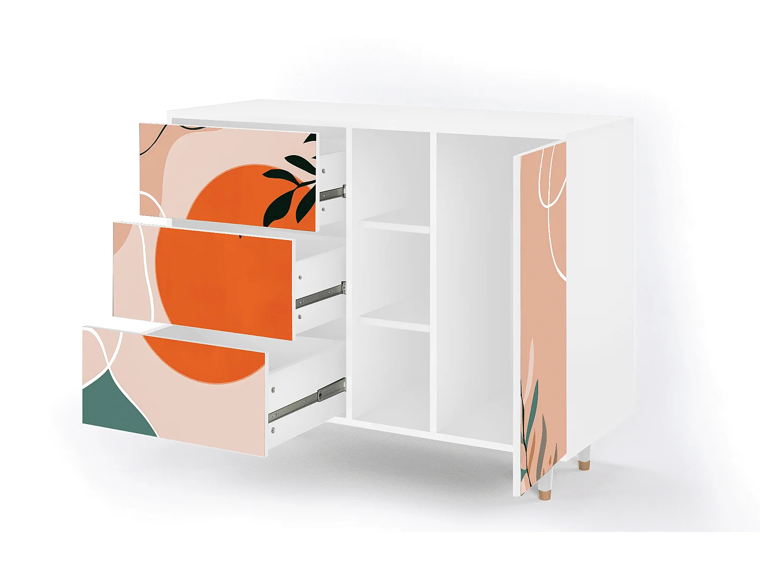 Sideboard - 125x98x48 cm - BS2 - Artwork, Weiß