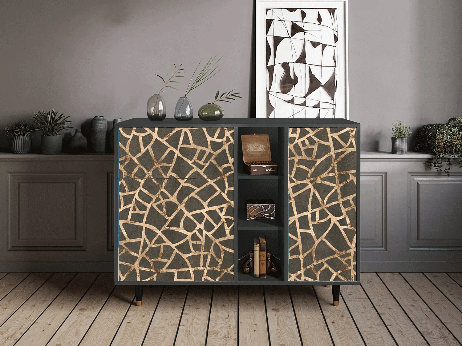 Buffet - 125x98x48 cm - BS2 - Enlarged Leaf, Anthracite