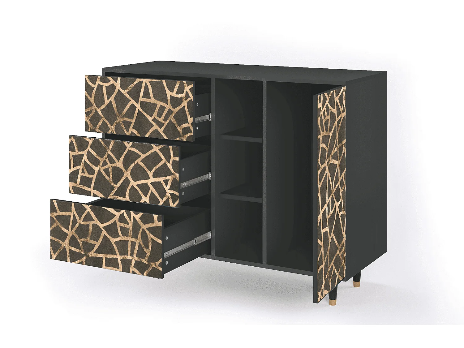 Buffet - 125x98x48 cm - BS2 - Enlarged Leaf, Anthracite